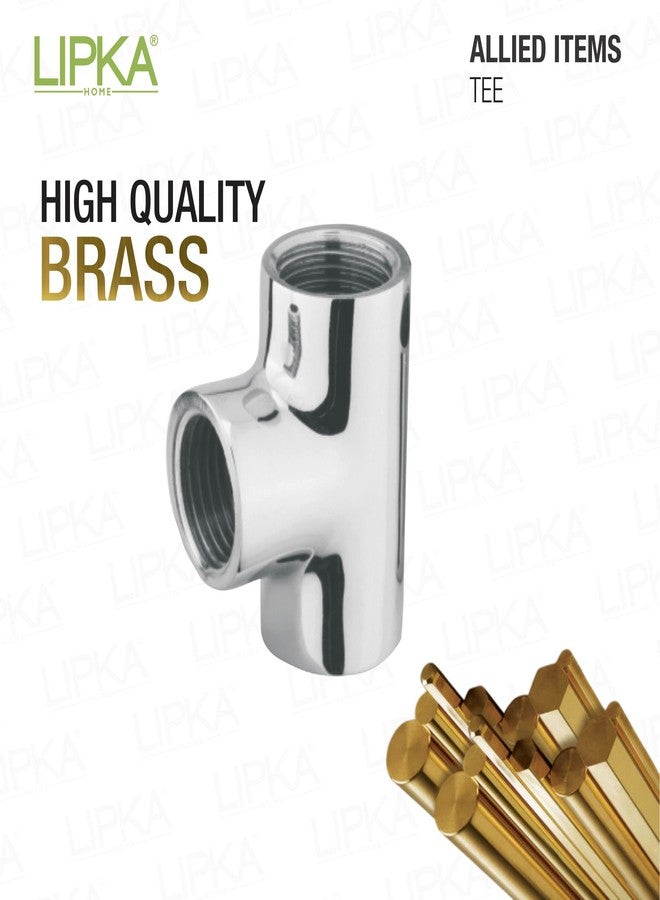 Lipka TEE Connector Pipe 2 Inches | Heavy Duty Brass | Full Brass Tee For Pipe Fittings | (Chrome Finish) | (Pack of 1) - Image 3
