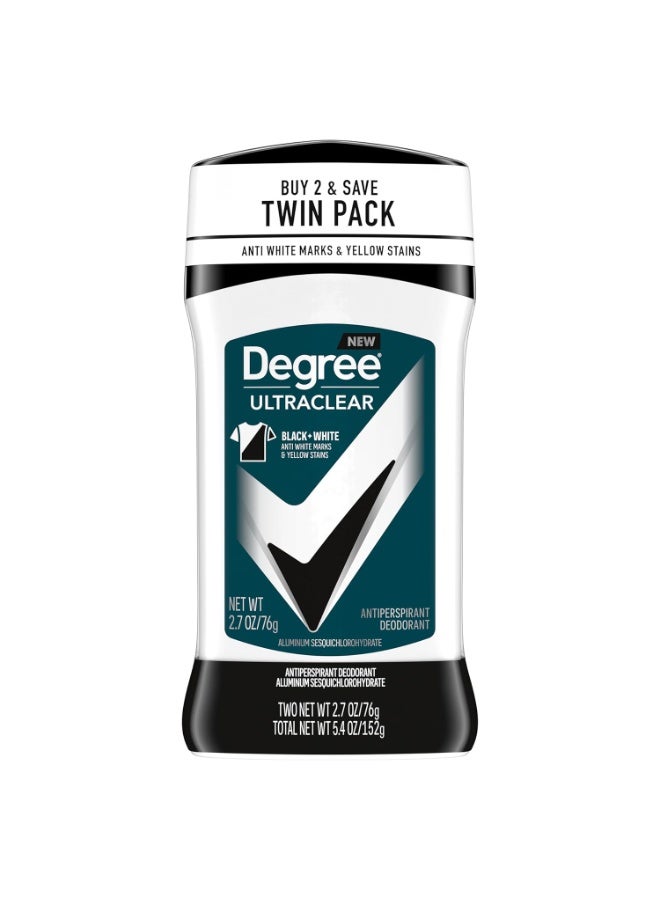 Degree Men UltraClear Antiperspirant Deodorant Black+White 2 Count 72-Hour Sweat & Odor Protection Antiperspirant For Men With MotionSense Technology 2.7 oz - Image 2