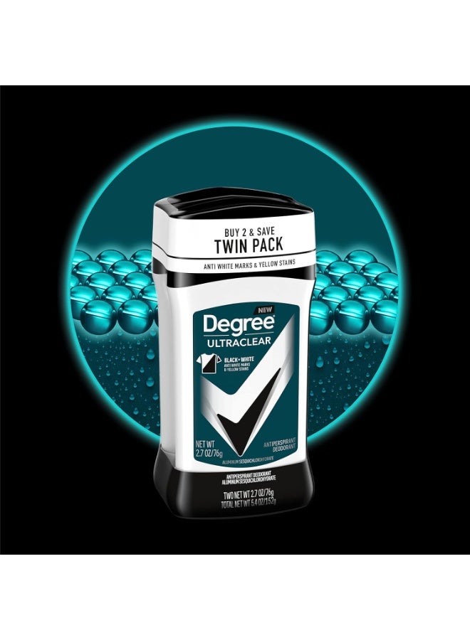 Degree Men UltraClear Antiperspirant Deodorant Black+White 2 Count 72-Hour Sweat & Odor Protection Antiperspirant For Men With MotionSense Technology 2.7 oz - Image 5