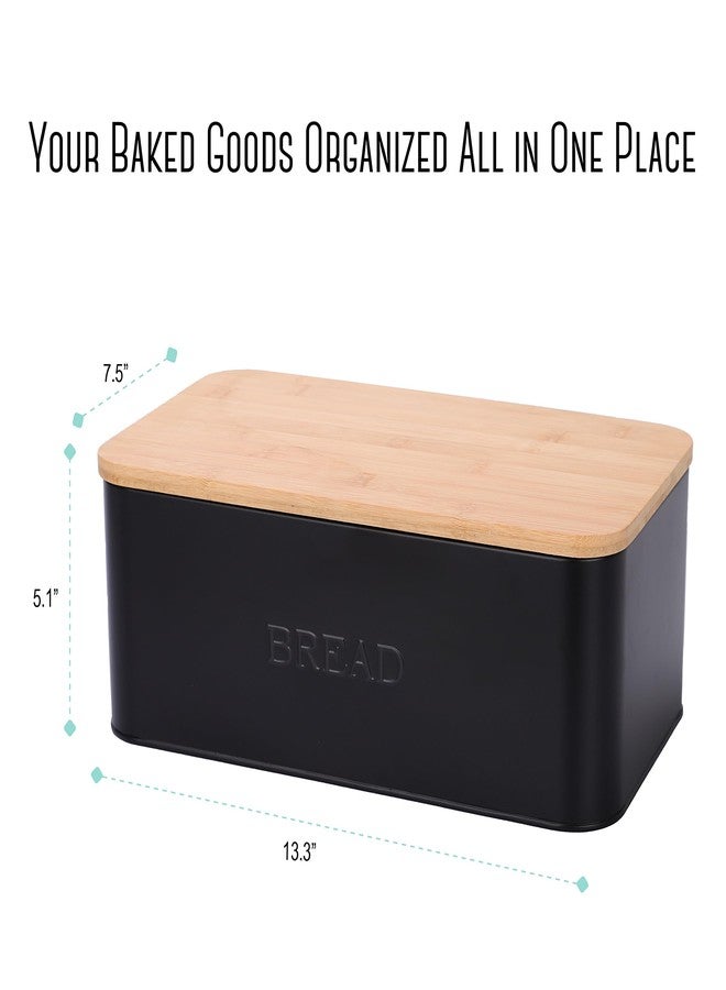OUTSHINE Black Bread Box, Rustic Bread Box, Vintage Bread Box for Kitchen Countertop, Bread Bin Black - Image 3