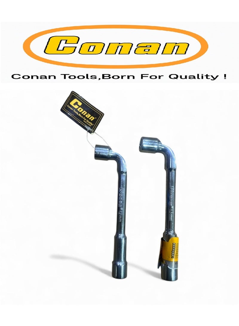 Conan 2 Pieces – Conan Long L-Type Socket Wrench Set – 12mm (Model 10005764) + 13mm (Model 10005765) – Heavy-Duty Hardened Steel for Industrial & Home Use - Image 1