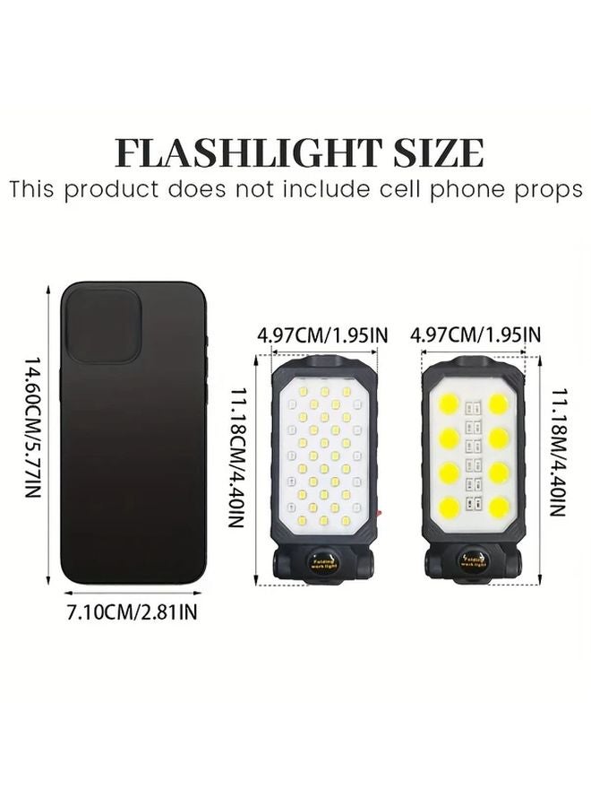 W598A LED Handheld Flashlight USB Rechargeable Work Light With Hook Magnet COB Lantern - Image 3