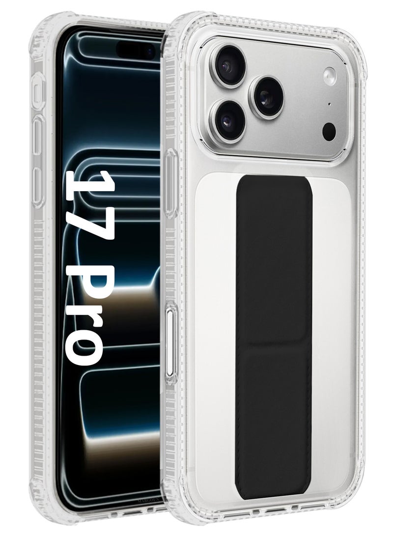 CATANES Finger Grip Clear Case Cover for iPhone 17 Pro- Kickstand Car Magnetic Holder Multi-function Protective Two-in-one Case - Black - Image 1