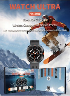 1.52-inch High-Definition Smart Watch Set, with 7 interchangeable straps to match your mood, taking care of both your health and entertainment