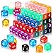 Poen 100 Pcs 16mm Dice Set Bulk 6 Sided Standard Colored Dices with Numbers D6 Polyhedral Games Dice for Board Games Parties Transparent Color - Image 2