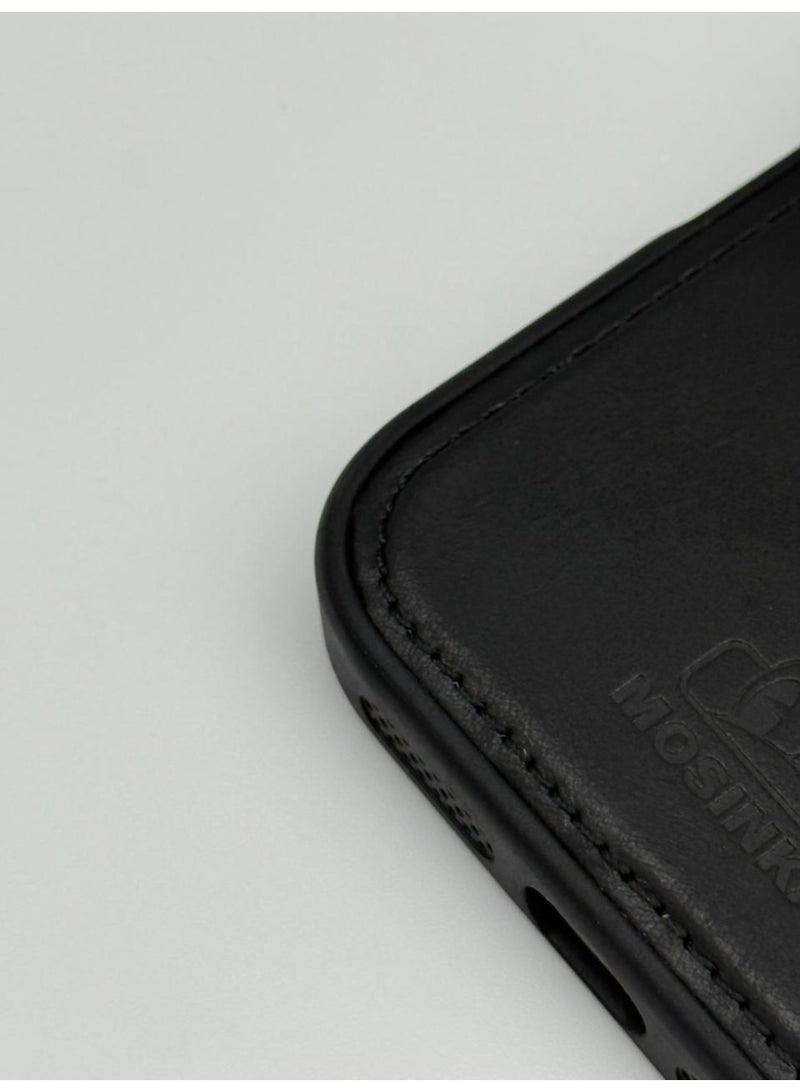 general Luxury Faux Leather MagSafe Phone Case with Magnetic Ring Stand - iPhone 17 Pro Cover for Hands-Free Viewing & Secure Grip - Image 4