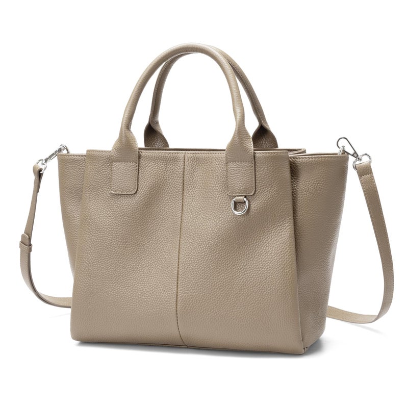 befen Medium Tote Bags for Women with Zipper Soft Real Leather Crossbody Purse and Handbags Designer Top Handle Stachel Purse - Taupe - Image 1