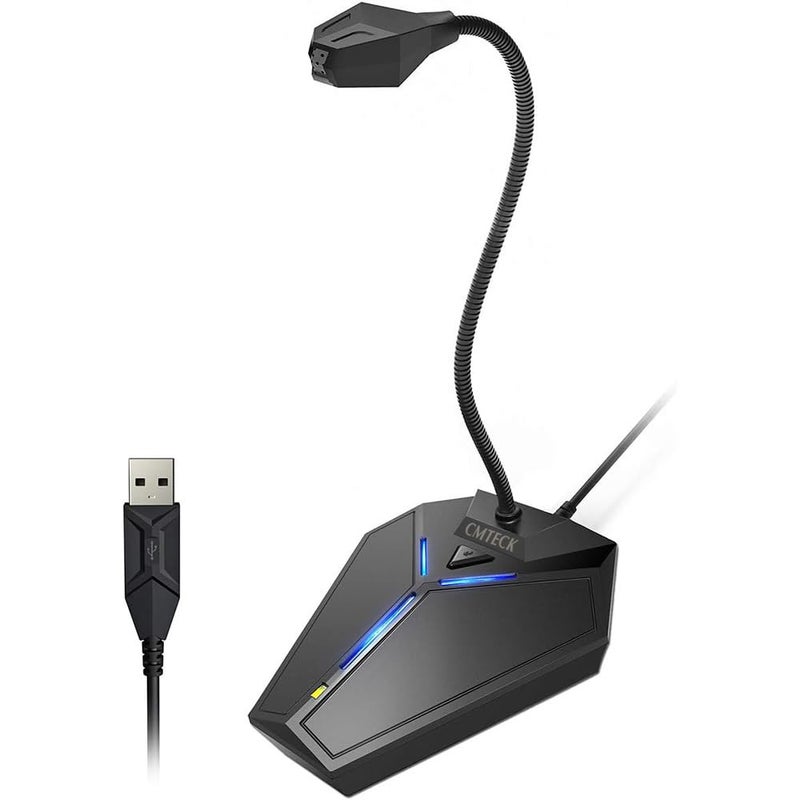 CMTECK USB Computer Microphone, Plug &Play Desktop Omnidirectional Condenser PC Laptop Mic, Mute Button with LED Indicator, Compatible with Windows/Mac, Ideal for YouTube, Skype, Recording, Games(1.8m /6ft) - Image 1