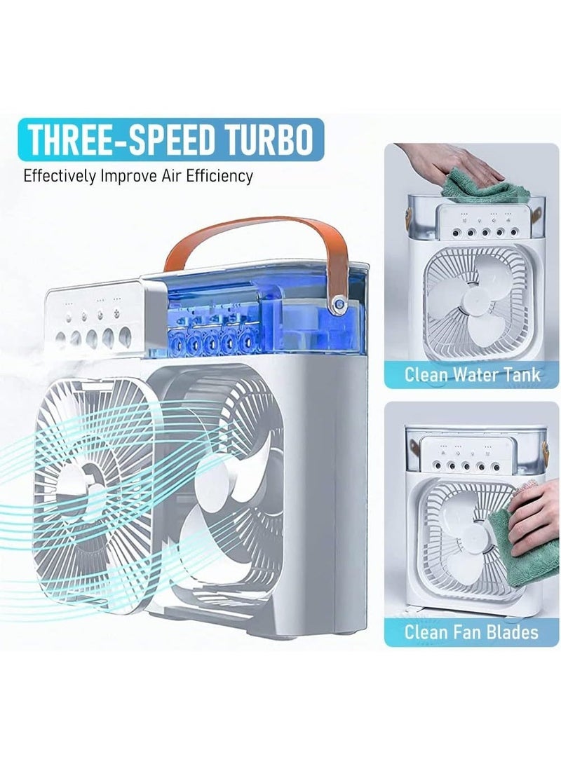 UV Enterprises Portable Humidifier Air Cooler,2 in 1 Desk Air Humidifier Fan,3 Speed 7Color LED Cooling Fan Mini USB with Mist Water Spray Cooler 5V 2A Personal Desk for Bedroom Office Kitchen Dorm - Image 5