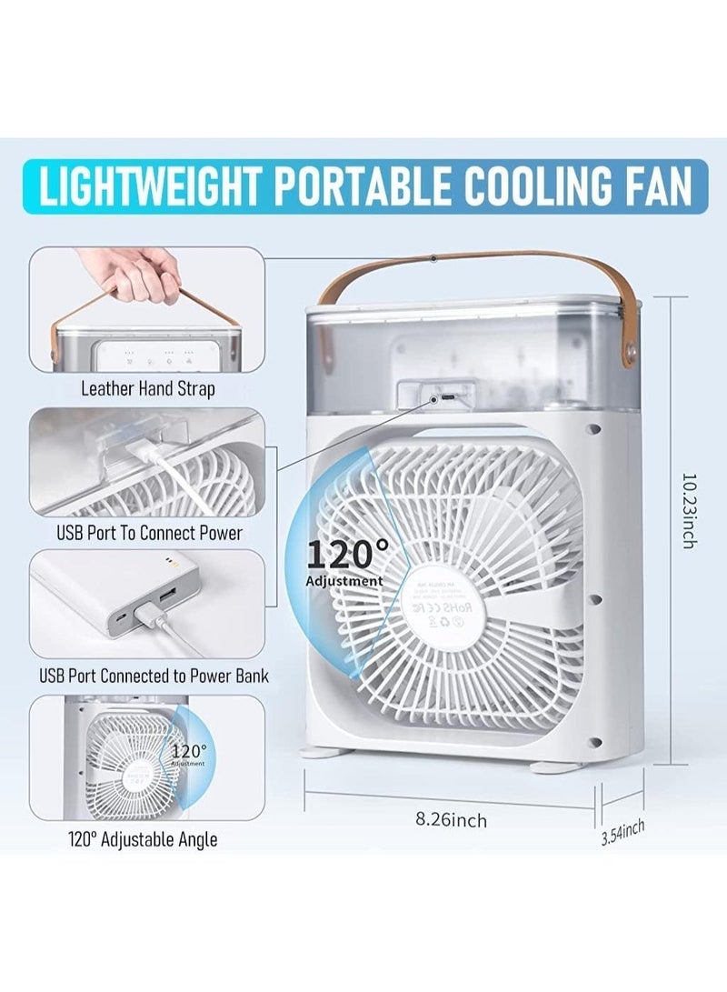 UV Enterprises Portable Humidifier Air Cooler,2 in 1 Desk Air Humidifier Fan,3 Speed 7Color LED Cooling Fan Mini USB with Mist Water Spray Cooler 5V 2A Personal Desk for Bedroom Office Kitchen Dorm - Image 2