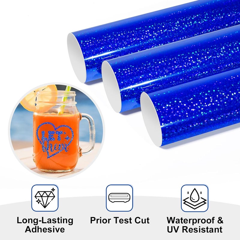 TECKWRAP Blue Metallic Chrome Holographic Vinyl Permanent Vinyl - 30cm x 152cm - Image 2