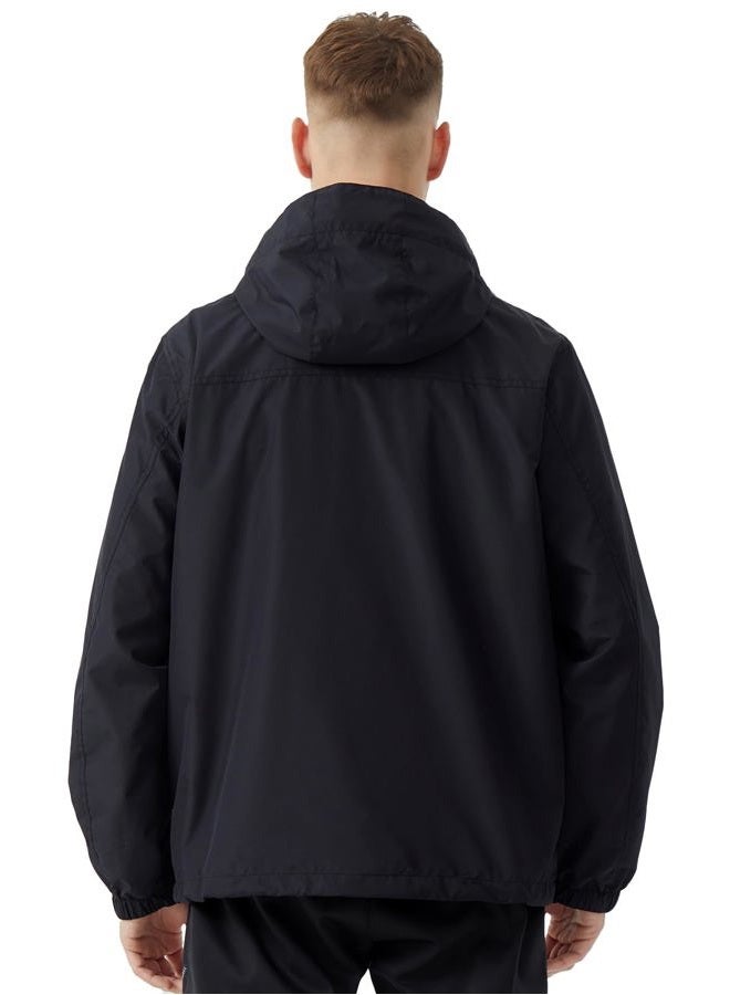 EIGIOO Men's Lightweight Hooded Jacket Waterproof Windbreaker Raincoat Shell Jacket for Outdoor Hiking Traval, Black, L - Image 2