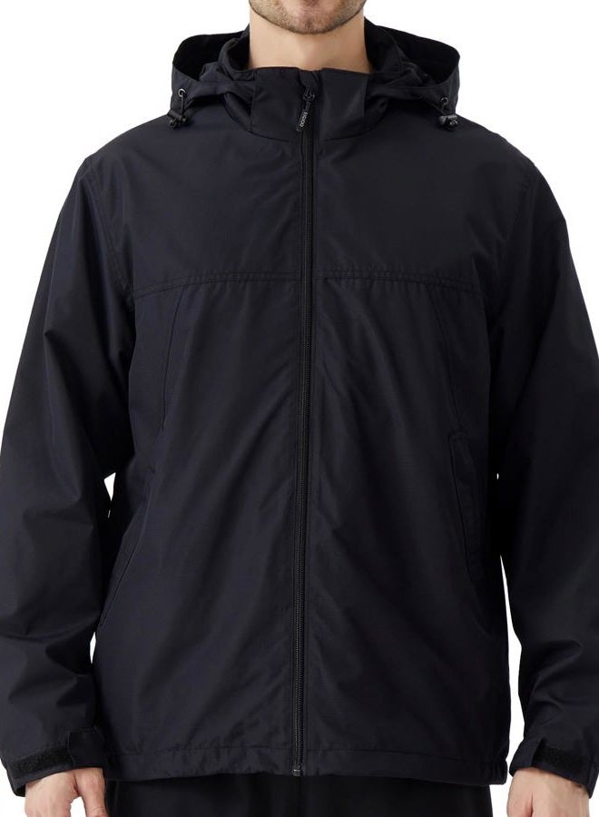 EIGIOO Men's Lightweight Hooded Jacket Waterproof Windbreaker Raincoat Shell Jacket for Outdoor Hiking Traval, Black, L - Image 1