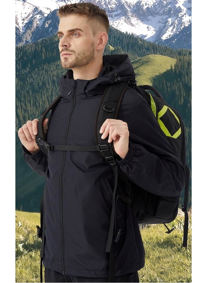 EIGIOO Men's Lightweight Hooded Jacket Waterproof Windbreaker Raincoat Shell Jacket for Outdoor Hiking Traval, Black, L - Image 3