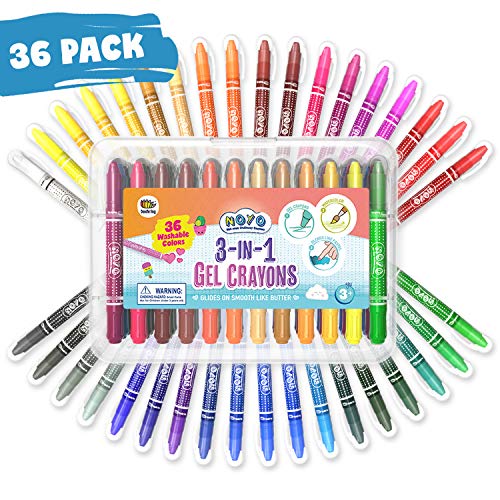 DOODLE HOG Washable Crayons 36 Colors Kids and Toddler Crayons Watercolor Non Toxic 3 in 1 for Kids Ages 48