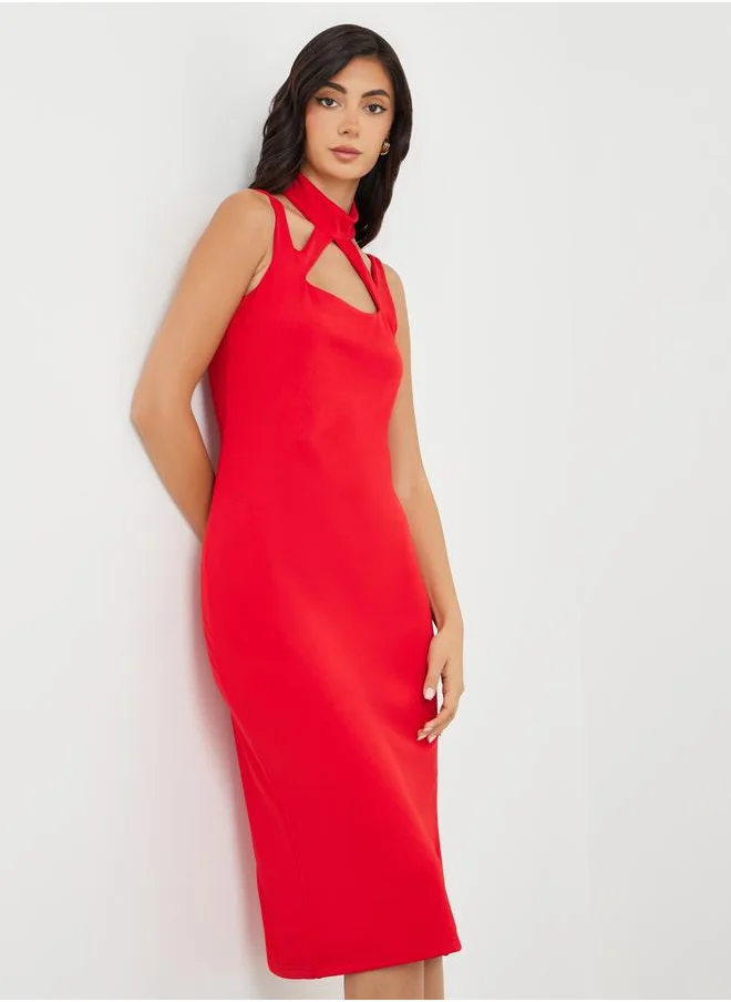 ستايلي Styli Halter Neck Strappy Bodycon Midi Dress