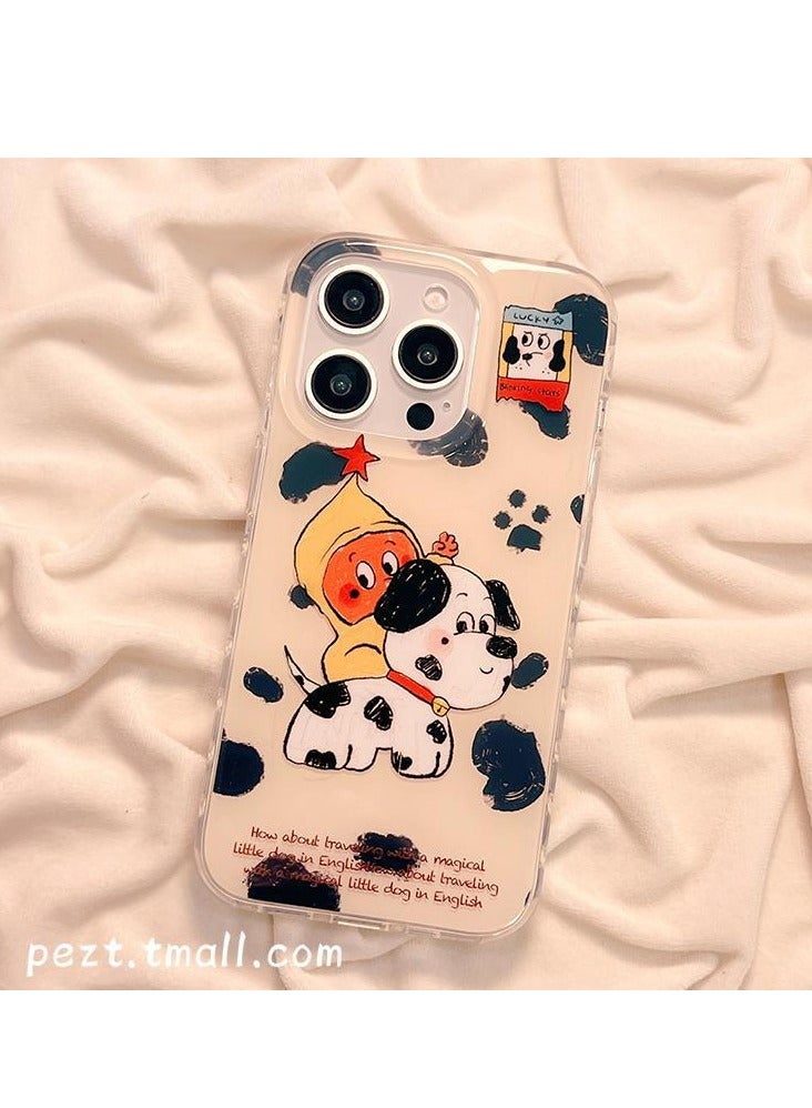 NIBEMINENT Spotted Girl Puppy Protective TPU Case Cover For iPhone 16 Pro
