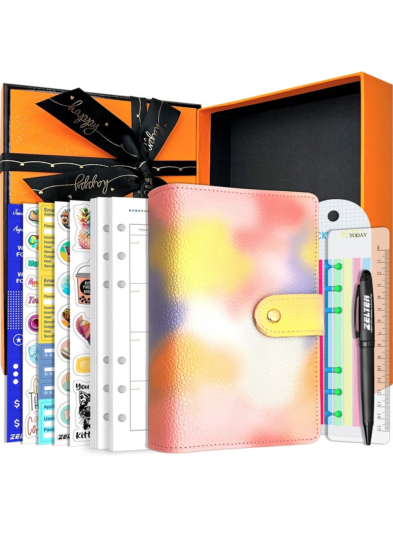 PU Leather Personal Notebook Planner with 67 Pages Loose-Leaf Papers 6 Holes Ring Binder Pen Holder Magnetic Buckle  (Pink Dream)