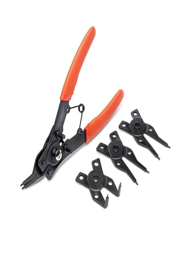 Crescent 5 Piece Snap Ring Pliers Set - Lock Ring Pliers for Internal & External Snap Rings - Removes & Installs Snap Rings - With 4 Interchangeable Heads & Dipped Handles - 7SRPS - Image 4
