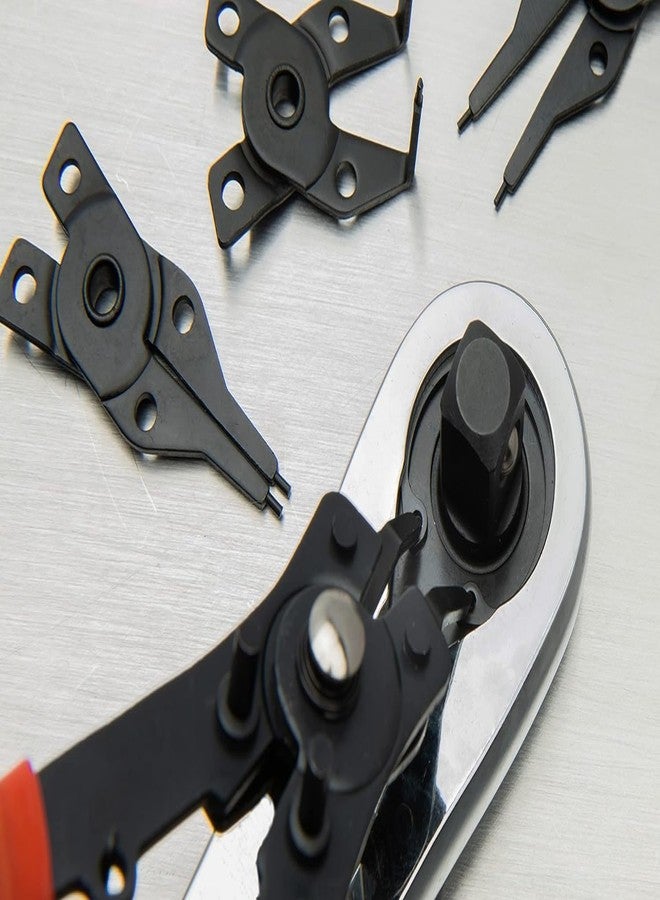 Crescent 5 Piece Snap Ring Pliers Set - Lock Ring Pliers for Internal & External Snap Rings - Removes & Installs Snap Rings - With 4 Interchangeable Heads & Dipped Handles - 7SRPS - Image 3