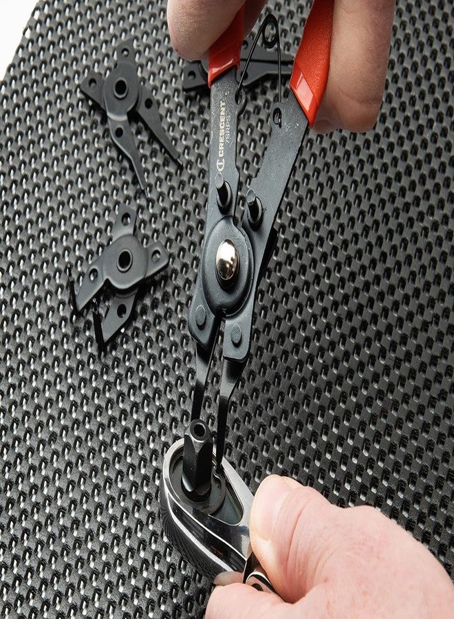 Crescent 5 Piece Snap Ring Pliers Set - Lock Ring Pliers for Internal & External Snap Rings - Removes & Installs Snap Rings - With 4 Interchangeable Heads & Dipped Handles - 7SRPS - Image 5