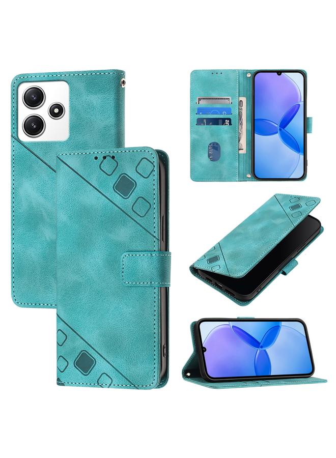 The Bros Case For Xiaomi Poco M6 Pro 5G / Redmi 12 4G / 5G Skin Feel Embossed Leather Phone Case