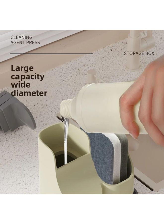 Large Capacity Refillable Press Type Kitchen Detergent Dispenser With Storage Rack One Touch Lever System Easy Disassemble Design Hygienic Detergent Organizer For Dish Soap Hand Soap Liquid Cleaning Solutions Ideal For Home And Commercial Use Green - Image 5
