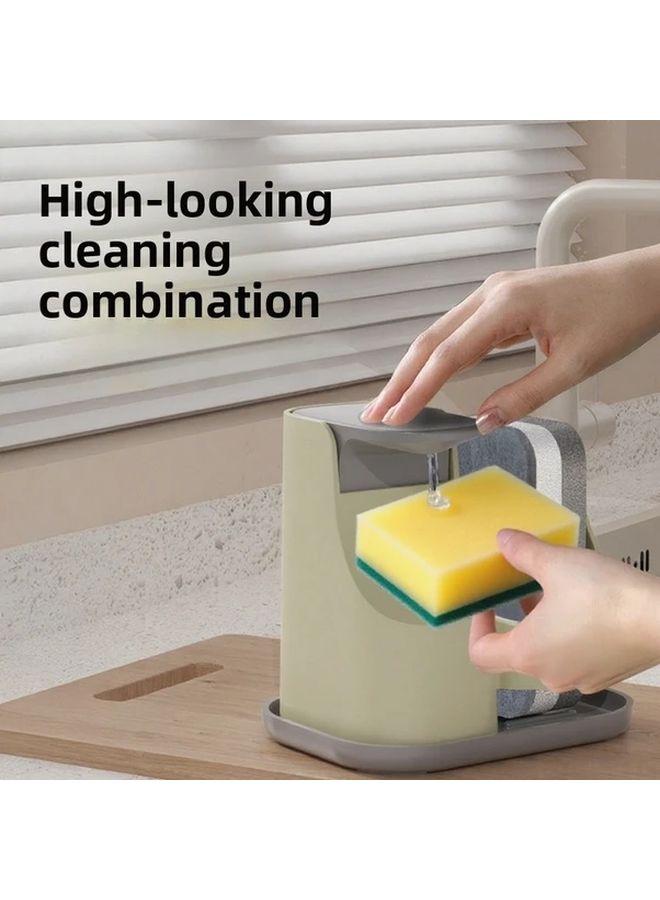 Large Capacity Refillable Press Type Kitchen Detergent Dispenser With Storage Rack One Touch Lever System Easy Disassemble Design Hygienic Detergent Organizer For Dish Soap Hand Soap Liquid Cleaning Solutions Ideal For Home And Commercial Use Green - Image 1