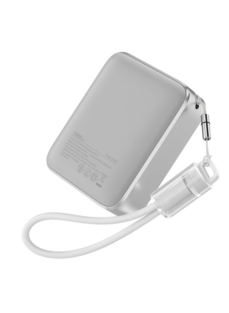 QCY Power Bank 10000mAh 22.5W Fast Charging – Silver - PB10D-S – Portable Charger with USB-C & USB-A Output, PD/QC Fast Charge Support, Compact Travel Power Bank Silver - Image 2