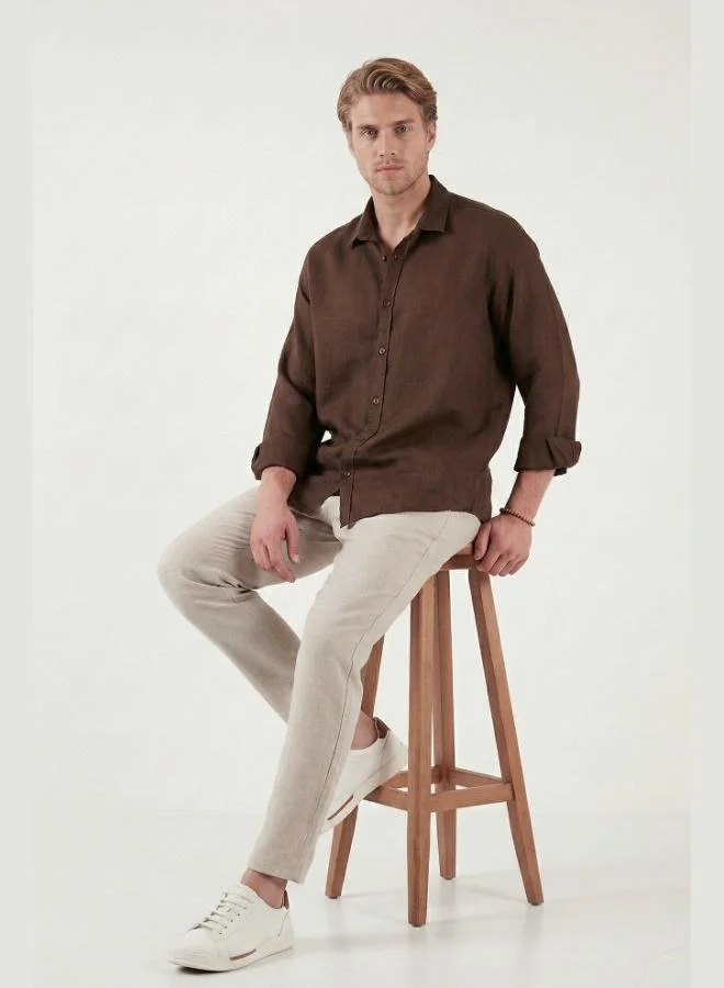 بوراتي Buratti Linen Regular Fit Normal Waist Straight Leg Trousers Men's PANTS CF26S6110228