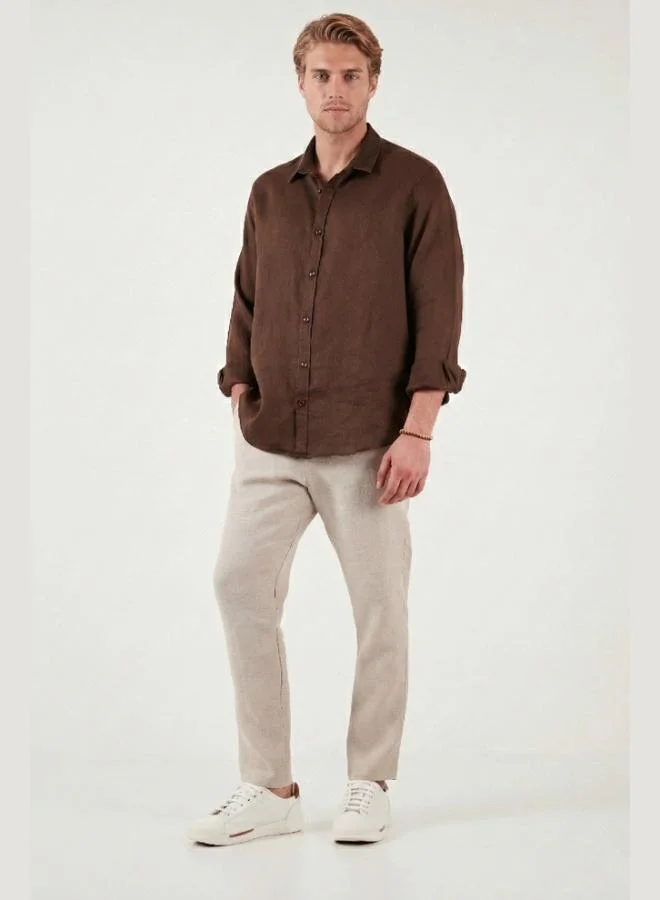 Buratti  Buratti Linen Regular Fit Normal Waist Straight Leg Trousers Men's PANTS CF26S6110228 for Men | Best Price UAE