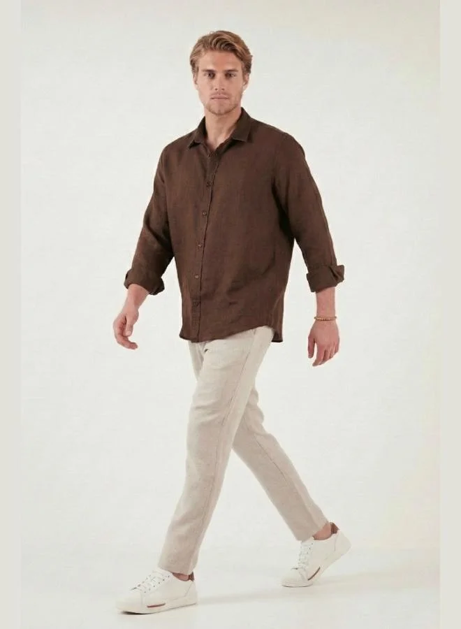 Buratti  Buratti Linen Regular Fit Normal Waist Straight Leg Trousers Men's PANTS CF26S6110228 for Men | Best Price UAE