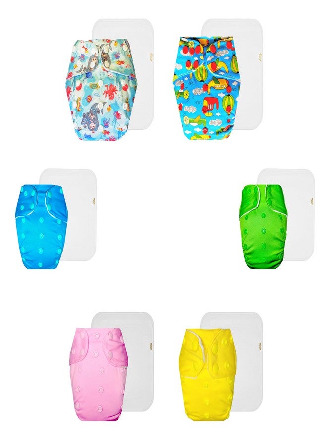 Dumbledo Premium Cloth Diaper with Cotton Insert (Pack of 6) | Hypoallergenic | Breathable | Easy to Clean | Ideal for Toddlers | 3 Months - 3 Years | Unisex Baby - Image 1