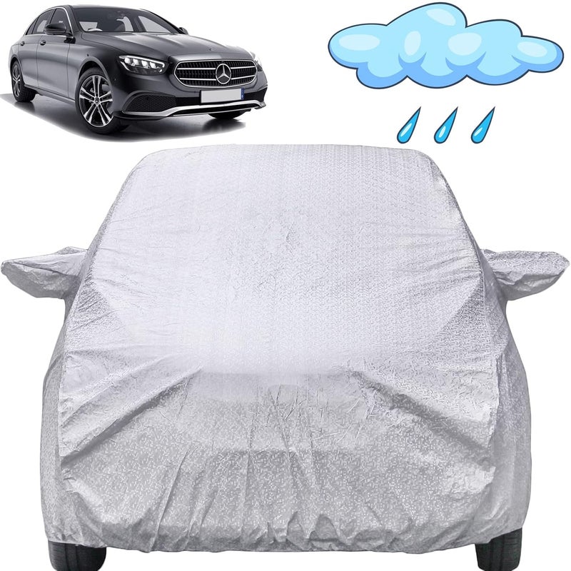 Autofact E220d Waterproof Car Cover with Mirror Pockets, Shinning Silver Design, Non Woven Fabric,Triple Stitched, Compatible with Mercedes-Benz E220d Car Cover (All Models), E220d Car Accessories - Image 1