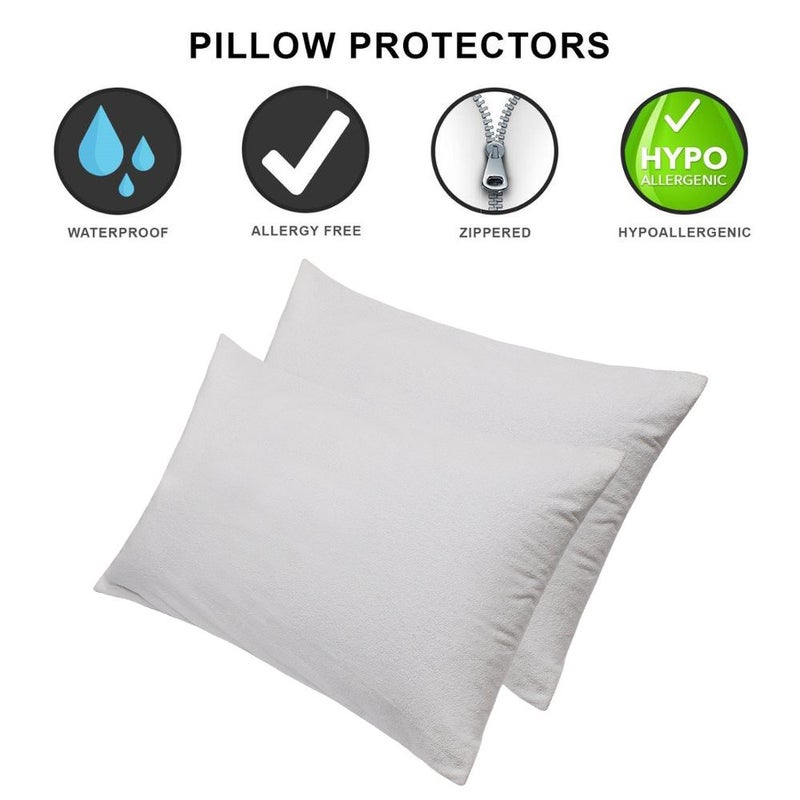 Lithara Waterproof Pillow Protector, 46 cm (18 inch) x71 cm (28 inch), Set of 2, White - Image 2
