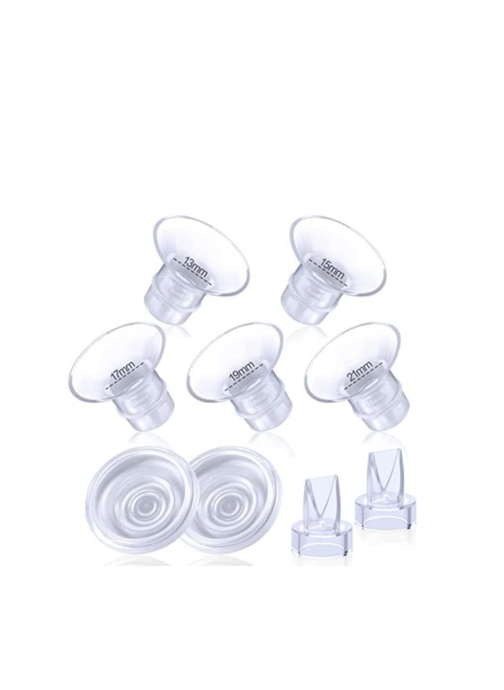Generic - 9 Pack,Breast Milk Pump Flange Inserts 13/15/17/19/21mm Compatible with Momcozy Wearable Breast Pump, for TSRETE/Spectra/Medela 24mm Shields/Flanges, Include Silicone Diaphragm&Duckbill Valve - Image 1