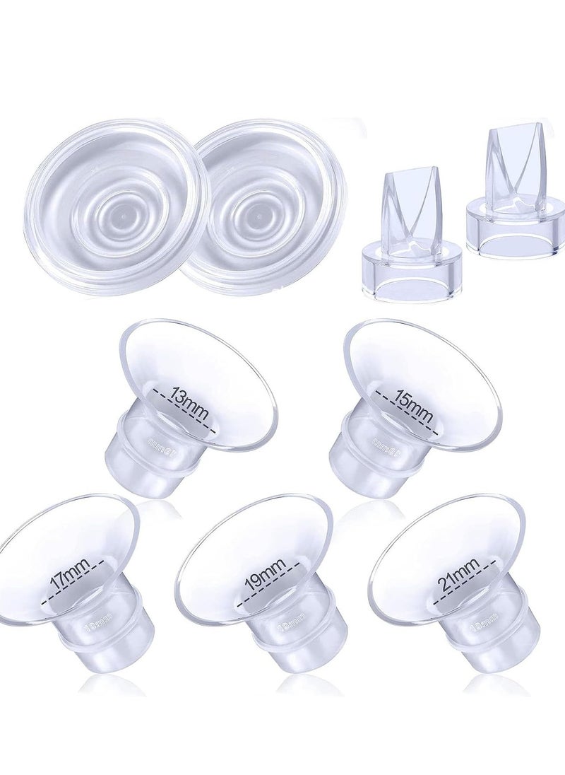 Generic - 9 Pack,Breast Milk Pump Flange Inserts 13/15/17/19/21mm Compatible with Momcozy Wearable Breast Pump, for TSRETE/Spectra/Medela 24mm Shields/Flanges, Include Silicone Diaphragm&Duckbill Valve - Image 1
