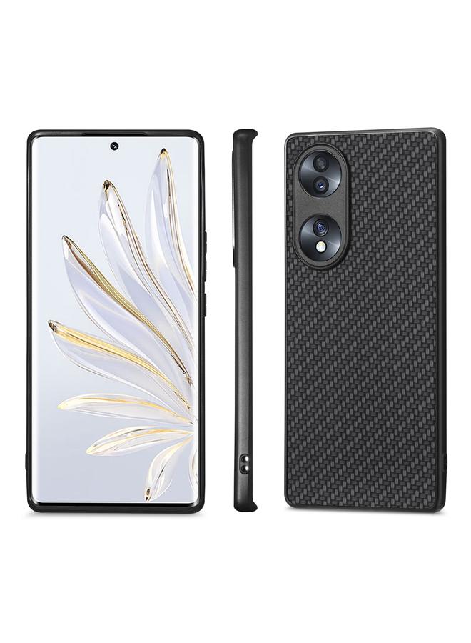 اس-توب جراب لهاتف Honor 70 مصنوع من الجلد وملمس ألياف الكربون وغطاء خلفي للهاتف - Image 2