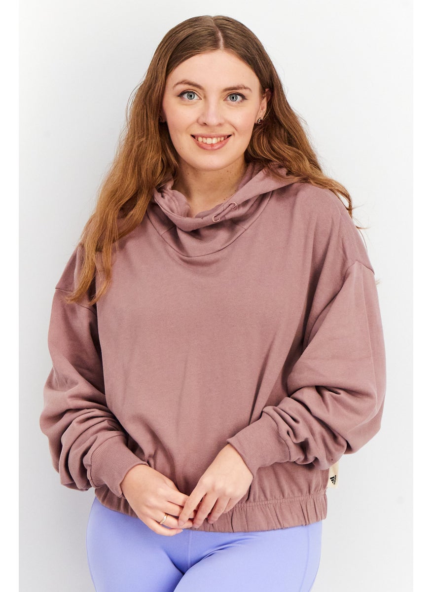 Adidas Women Sportswear Fit Studio Lounge Cropped Hoodie, Mauve  - Image 1