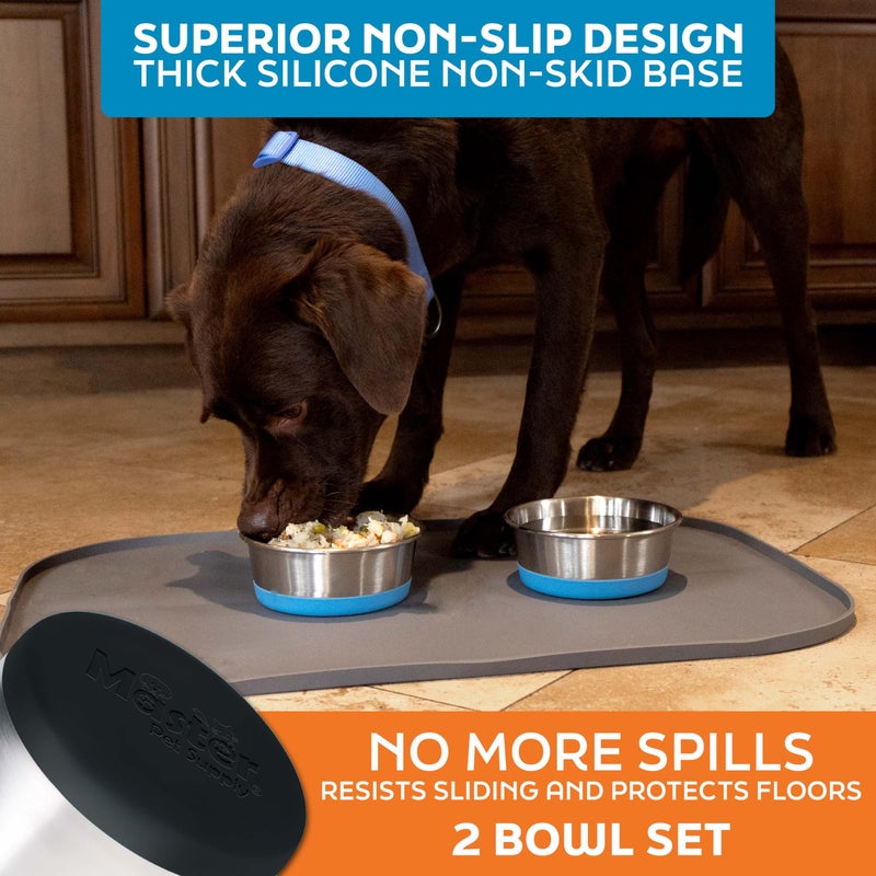 Master Pet Supply Stainless Steel Dog Bowls Set of 2 with Extra Thick Silicone Base - 2 Cup (16 oz) Black Velvet, Non-Slip, Dishwasher Safe Metal Bowls, Pet Dog Food Bowl for Dogs, Cats, Anti Rust - Image 4