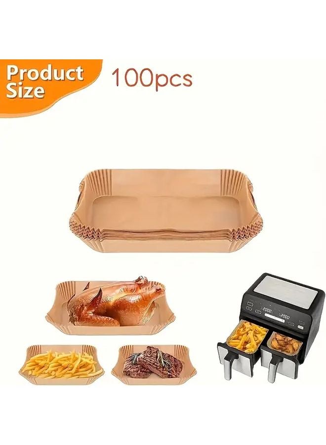 100 قطعة من أوراق الخبز المستطيلة للقلي الهوائي والمايكروويف مقاومة للماء والزيت وغير لاصقة - Image 1