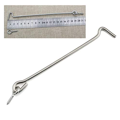 PZRT 2pcs 8Inch Window Lock Hook & Eye Door Latch Stainless Steel Cabin Hook with Screw Eye Pins - Image 4