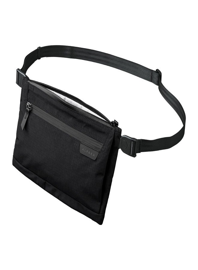 ALPAKA حقيبة ALPAKA Zip Pouch Max V2 - أسود، قماش Axoflux 210D مقاوم للماء، سحابات YKK مقاومة للعوامل الجوية، جيب أمامي بسحاب، حقيبة كتف صغيرة للرجال - حامل جواز سفر وحقيبة محفظة سفر للعائلة والرجال - Image 1