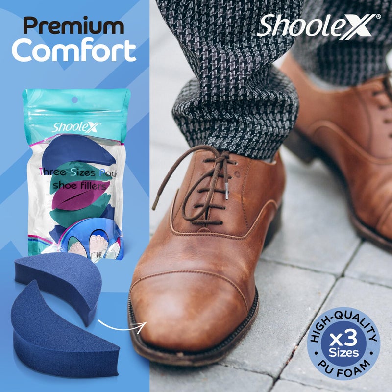 Shoolex 3 Sizes Pack Shoe fillers for Too Big Shoes Men/Women Toe Cushion Insert to Make Shoes Fit Tighter Foam Shoe Size Reducer for Sport Dress Casual High Heels and Boots - Image 3