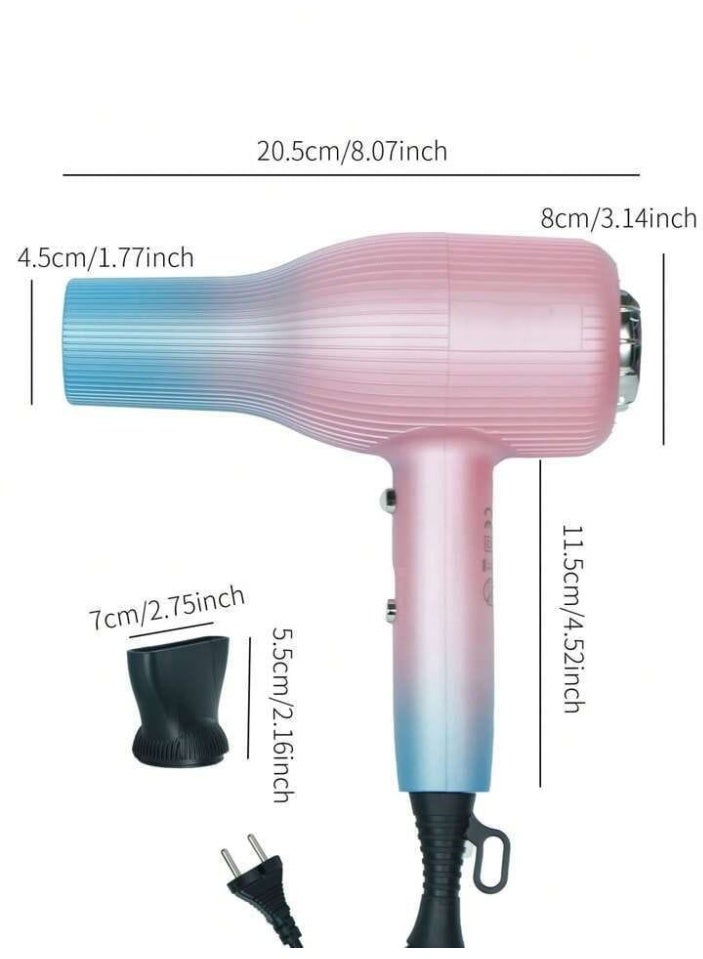 Professional High-Power Hair Dryer 3000W - Ionic Fast Drying Blow Dryer with 3 Heat & 2 Speed Settings - Cool Shot Button & Concentrator Nozzle - Anti-Frizz Constant Temperature Care (Pink/Blue Gradient) - Image 2
