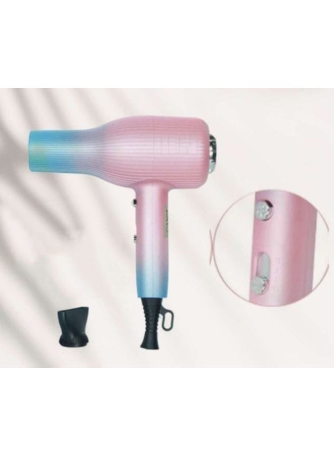 Professional High-Power Hair Dryer 3000W - Ionic Fast Drying Blow Dryer with 3 Heat & 2 Speed Settings - Cool Shot Button & Concentrator Nozzle - Anti-Frizz Constant Temperature Care (Pink/Blue Gradient) - Image 1