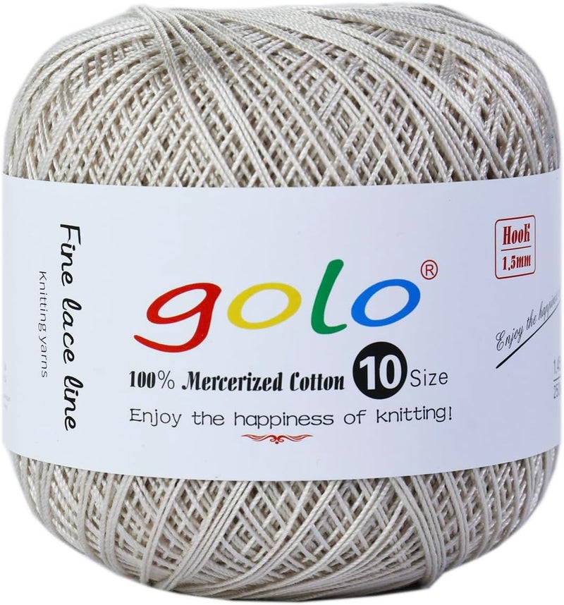 Golo Crochet Thread Size10 Yarn for Hand Knitting Crochet Yarn Moonlight Grey 223 - Image 1