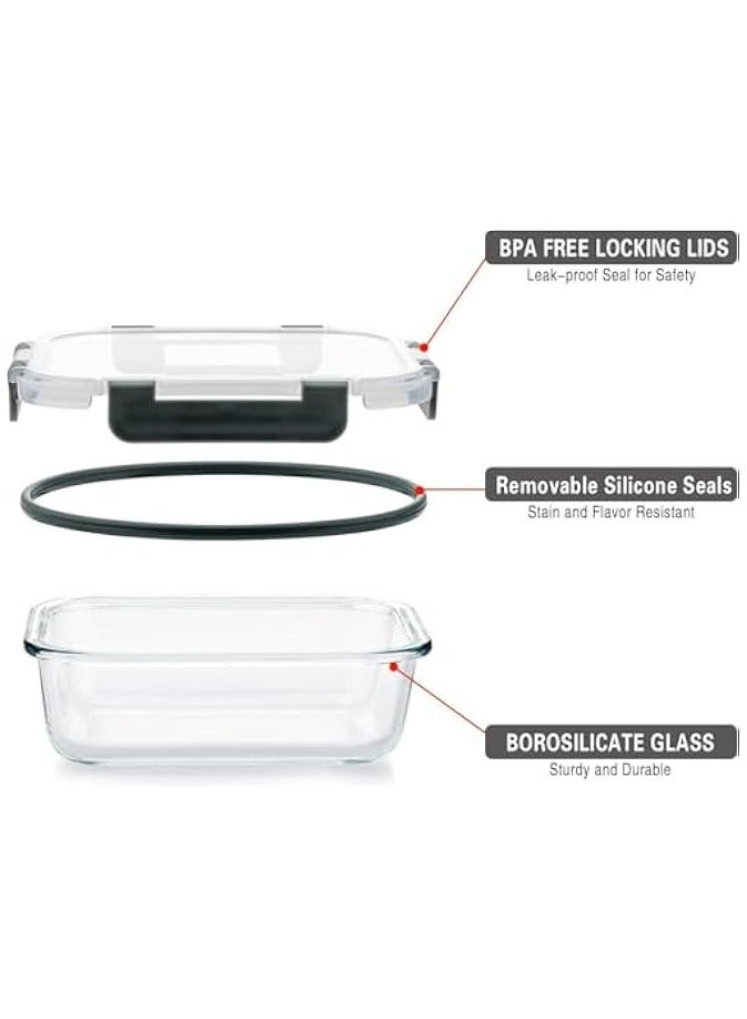 Green Tiger 10-Pack Meal Prep Container Set 22oz,Glass Food Storage Containers with Leak-Proof Locking Lids, Airtight Glass Containers, BPA-Free,Perfect for Kitchen Storage, Microwave - Image 2