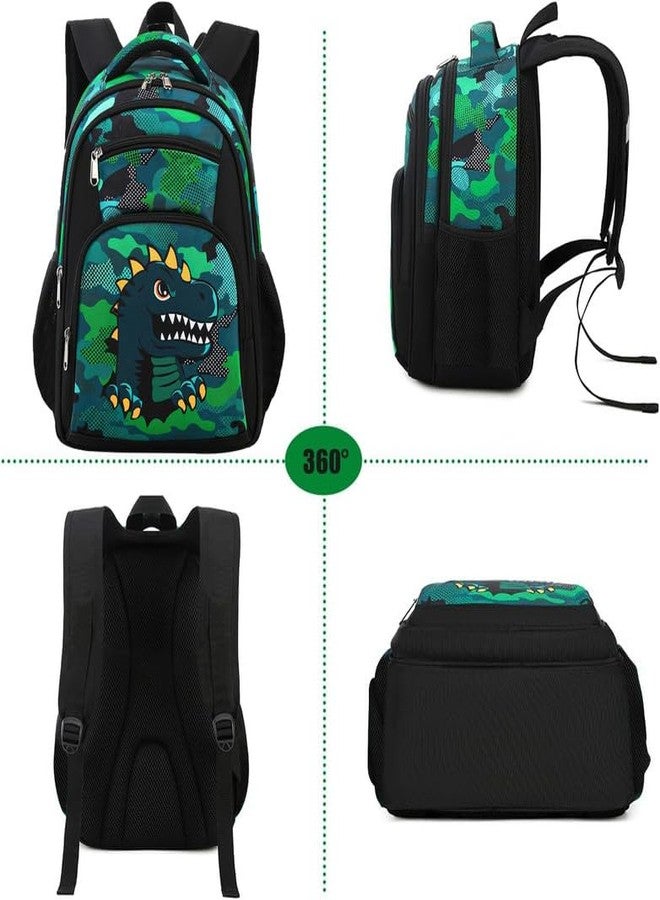 Frantic Waterproof Polyester 26 L 4 Compartment School Backpack With Pencil/Staionery Pouch School Bag Class 1 to 8 Daypack Picnic Bag For School Going Boys & Girls(RR_4Zipper_Black_Dianasour_24_A) - Image 5