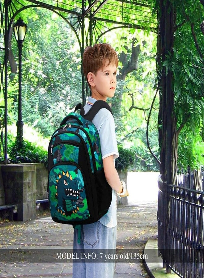 Frantic Waterproof Polyester 26 L 4 Compartment School Backpack With Pencil/Staionery Pouch School Bag Class 1 to 8 Daypack Picnic Bag For School Going Boys & Girls(RR_4Zipper_Black_Dianasour_24_A) - Image 4